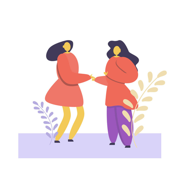 Two girls greet each other at a business meeting. Handshake of business partners at the conclusion of a transaction - Vektor, obrázek