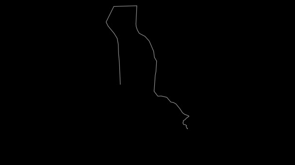 Oueme Benin department map outline animation - Footage, Video