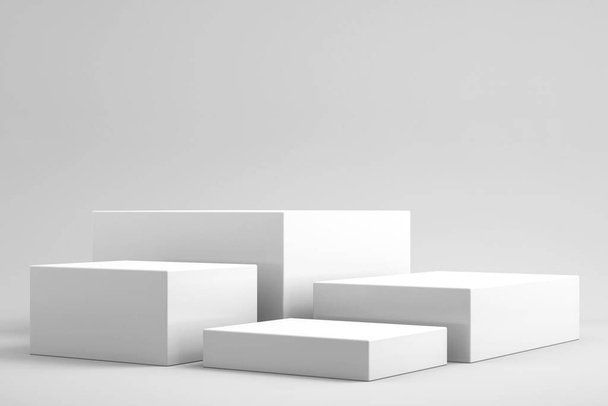 製品プレゼンテーション、白の背景、 3Dレンダリングのためのモックアップ表彰台の3D背景 - 写真・画像