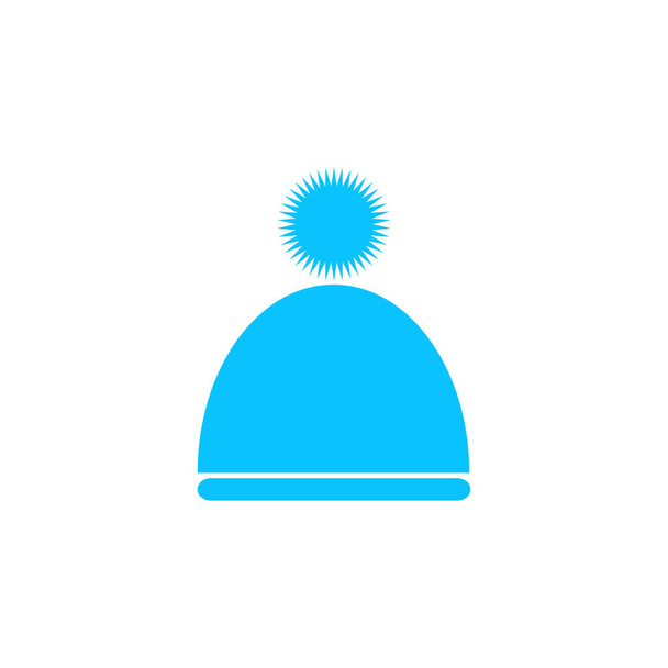 Téli snowboard sapka ikon lapos. Kék piktogram fehér háttérrel. A vektor illusztrációs jele - Vektor, kép
