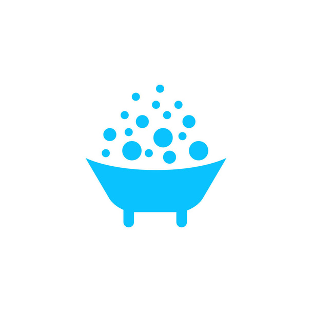 Bébé icône de bain plat. Pictogramme bleu sur fond blanc. Illustration vectorielle symbole - Vecteur, image