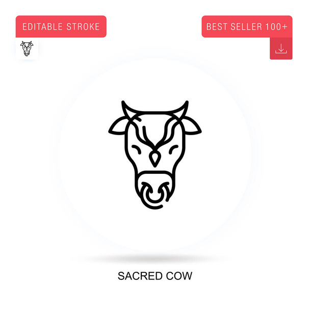 Posvátná ikona plochého vektoru krávy. Vektorové izolované koncepční metafory. - Vektor, obrázek