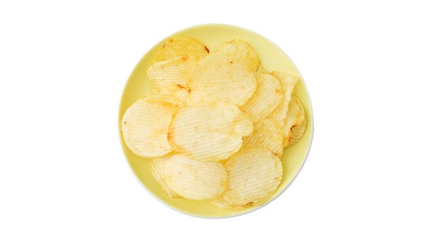 chips de pommes de terre sur fond blanc. - Photo, image