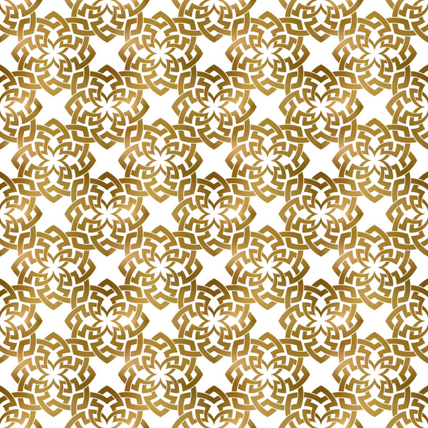 Vintage repeatable background of golden twisted strips. Swatch of gold plexus of bands. Modern seamless pattern. - Vector, Image