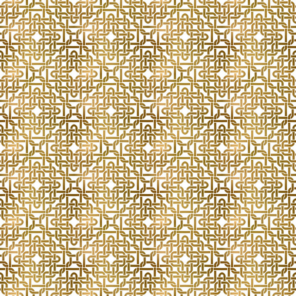 Traditioneller wiederholbarer Hintergrund aus goldenen gedrehten Streifen. Uhr aus Goldplexus von Bändern. Modernes nahtloses Muster. - Vektor, Bild
