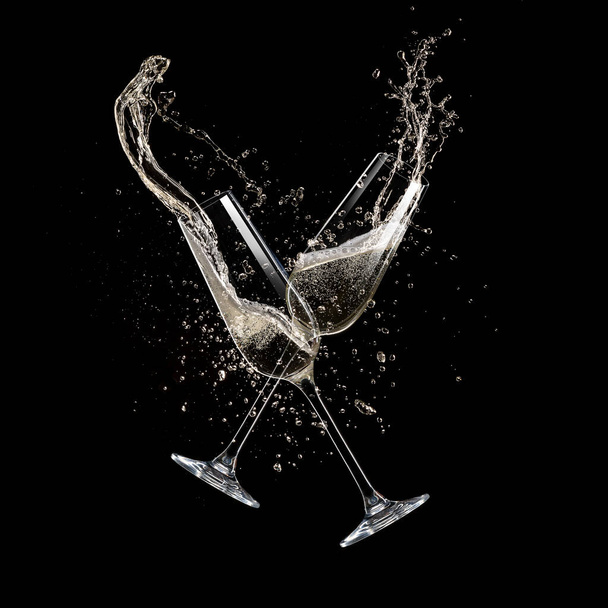 Glasses of champagne, celebration theme. - Fotoğraf, Görsel