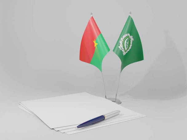 Liga Árabe - Bandeiras do Acordo de Burkina Faso, fundo branco - 3D Render - Foto, Imagem