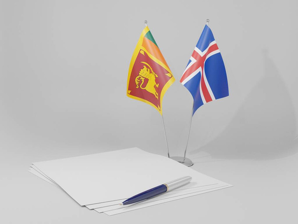 Island - Srí Lanka dohody vlajky, bílé pozadí - 3D vykreslování - Fotografie, Obrázek