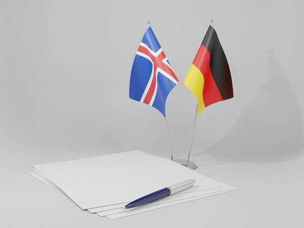 Německo - Island Agreement Flags, Bílé pozadí - 3D Render - Fotografie, Obrázek