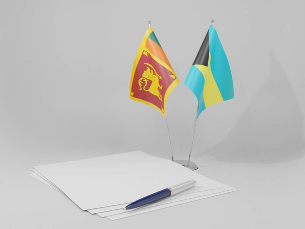 Bahamy - Srí Lanka dohody vlajky, bílé pozadí - 3D vykreslování - Fotografie, Obrázek