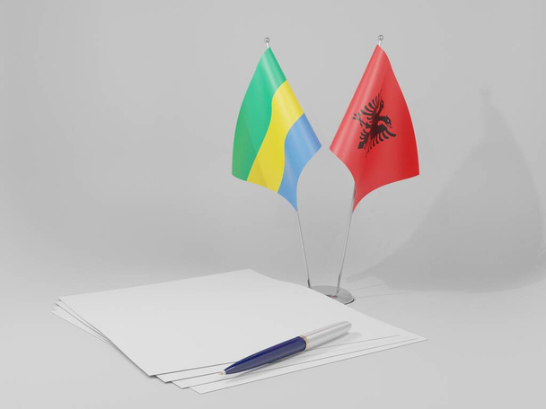 Albania - Gabon Agreement Flags, White Background - 3D Render - Фото, зображення