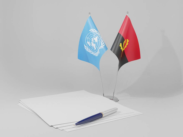 アンゴラ-国際連合協定旗、白の背景- 3Dレンダリング - 写真・画像