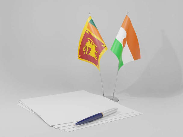 Nigeru - Srí Lanka dohody vlajky, bílé pozadí - 3D vykreslování - Fotografie, Obrázek