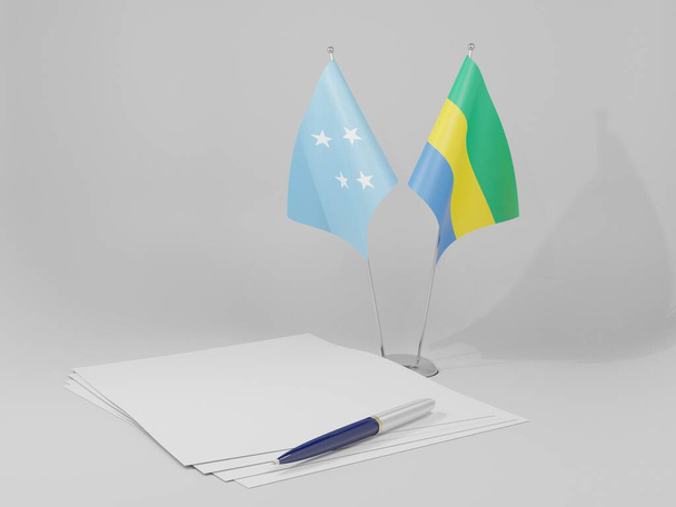 Gabon - Micronesia Agreement Flags, White Background - 3D Render - Фото, зображення