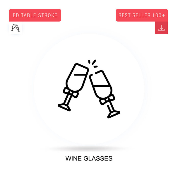 Wine glasses flat vector icon. Vector isolated concept metaphor illustrations. - Vector, Image