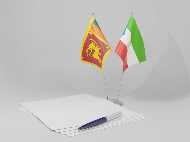 Rovníková Guinea - Srí Lanka vlajka dohody, bílé pozadí - 3D vykreslování - Fotografie, Obrázek
