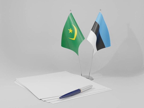 Εσθονία - Μαυριτανία Σημαίες συμφωνίας, λευκό φόντο - 3D Render - Φωτογραφία, εικόνα