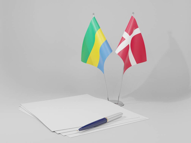 Denmark - Gabon Agreement Flags, White Background - 3D Render - Photo, Image