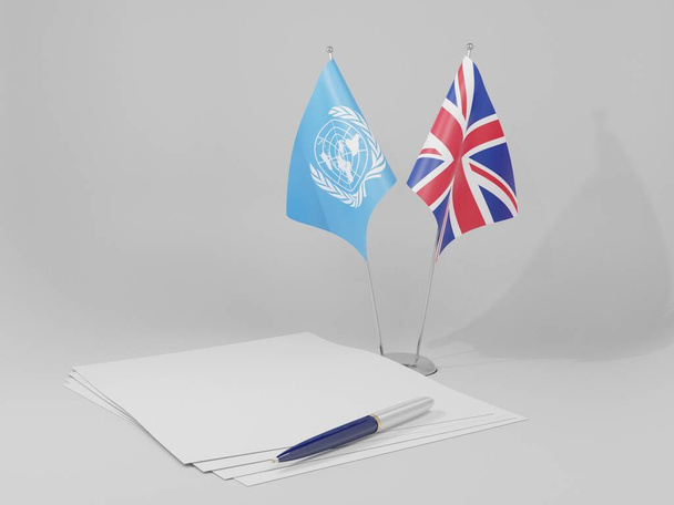 イギリス-国際連合協定旗、白の背景- 3Dレンダリング - 写真・画像