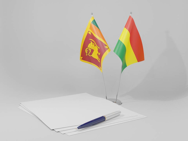 Bolivia - Sri Lanka Agreement Flags, White Background - 3D Render - Photo, Image