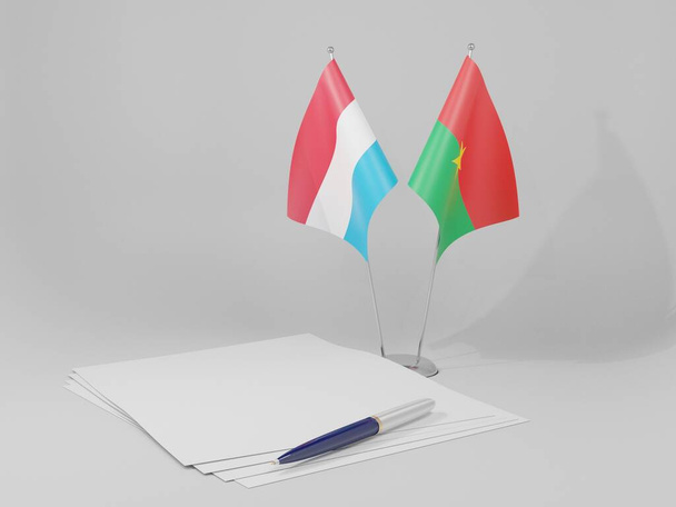 Burkina Faso - Banderas del Acuerdo de Luxemburgo, fondo blanco - 3D Render - Foto, imagen