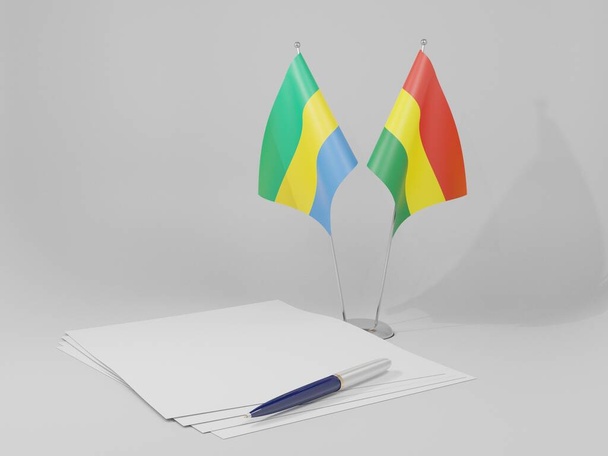 Bolivia - Gabon Agreement Flags, White Background - 3D Render - Photo, Image