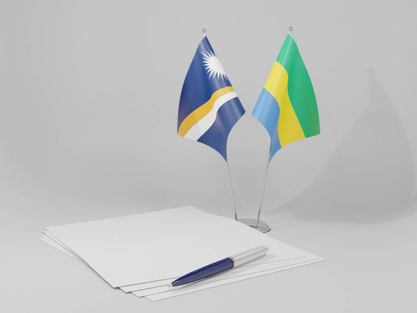 Gabon - Marshall Islands Agreement Flags, White Background - 3D Render - Фото, зображення