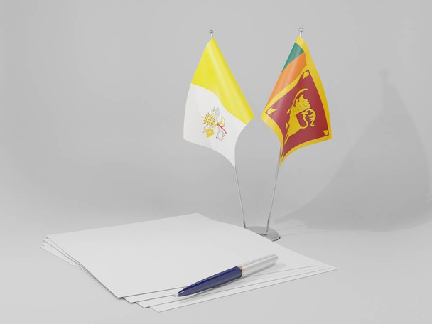 Sri Lanka - Vatican City Agreement Flags, White Background - 3D Render - Photo, Image