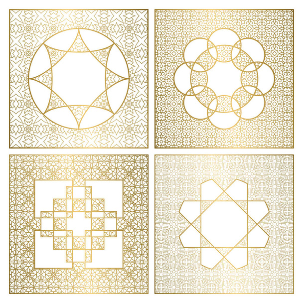 Set of page background decorations. Golden cover templates for greeting cards. - Vector, Image