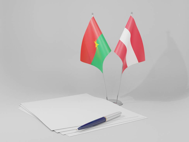 Áustria - Acordo de Burkina Faso Bandeiras, fundo branco - 3D Render - Foto, Imagem