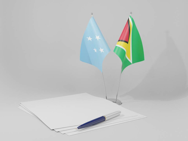 Гайана - Микронезия Соглашение Флаги, белый фон - 3D рендер - Фото, изображение