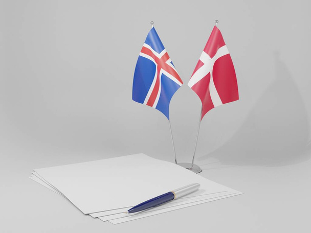 Danemark - Drapeaux de l'Accord Islande, fond blanc - 3D Render - Photo, image