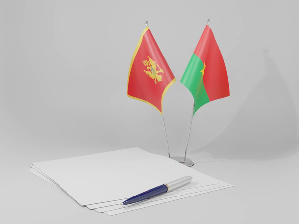 Burkina Faso - Banderas del Acuerdo de Montenegro, fondo blanco - 3D Render - Foto, imagen
