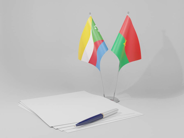 Burkina Faso - Comoros Agreement Flags, White Background - 3D Render - Фото, зображення