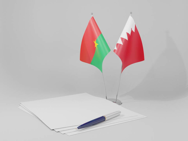 Bahrajn - Burkina Faso Umowa Flagi, Białe tło - Render 3D - Zdjęcie, obraz