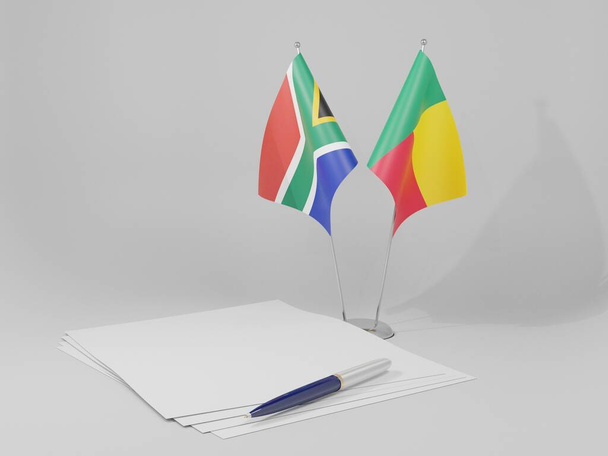 Benin - Südafrika-Flaggen, weißer Hintergrund - 3D Render - Foto, Bild