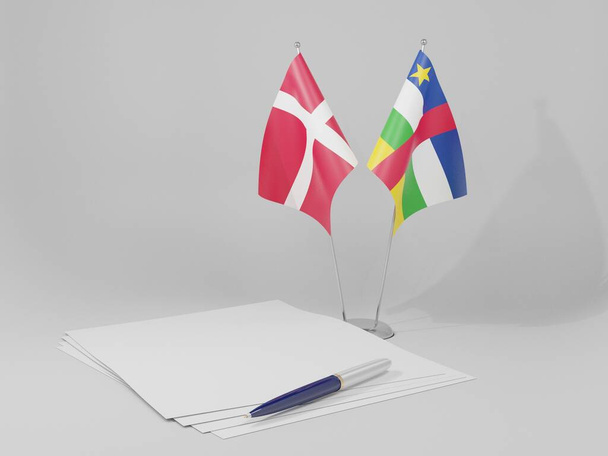 República Centro-Africana - Dinamarca Acordo Bandeiras, fundo branco - 3D Render - Foto, Imagem