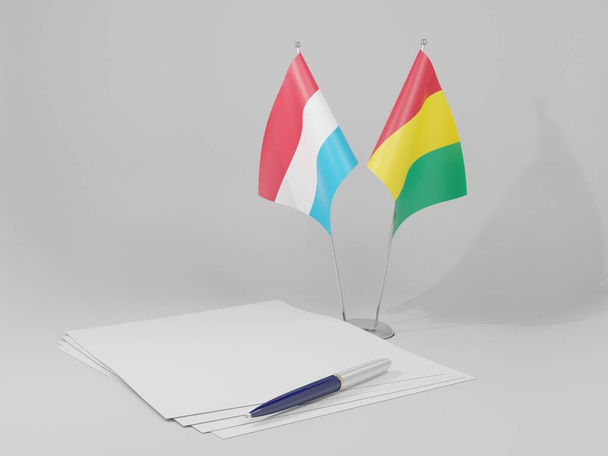 Guinea - Lucembursko vlajka dohody, bílé pozadí - 3D vykreslování - Fotografie, Obrázek