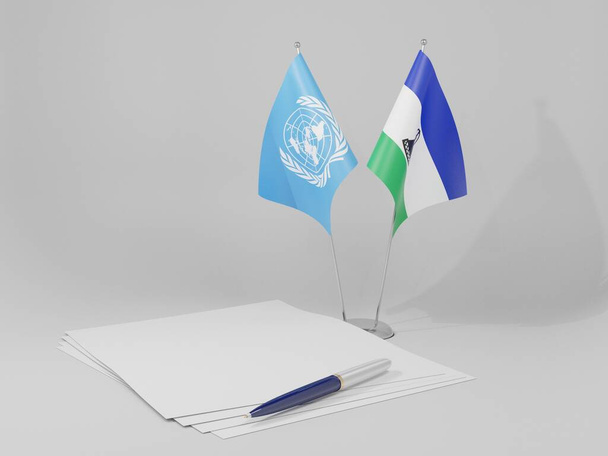 Lesotho - United Nations Agreement Flags, White Background - 3D Render - Photo, Image