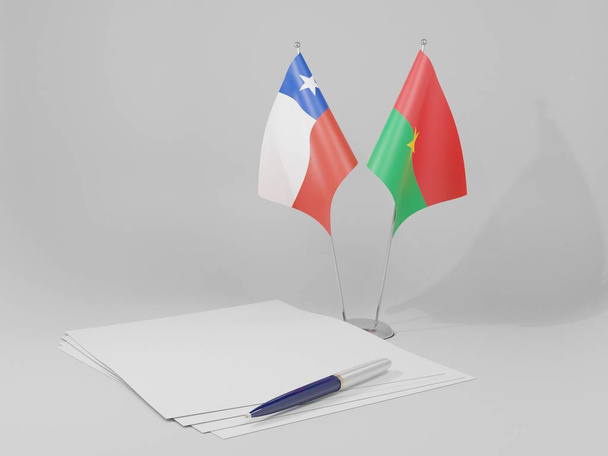 Burkina Faso - Chile Agreement Flags, White Background - 3D Render - Фото, зображення