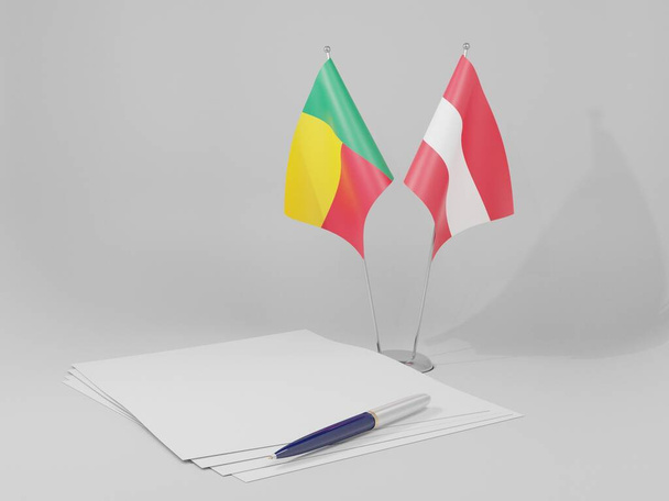 Ausztria - Benin megállapodás zászlók, fehér háttér - 3D Render - Fotó, kép