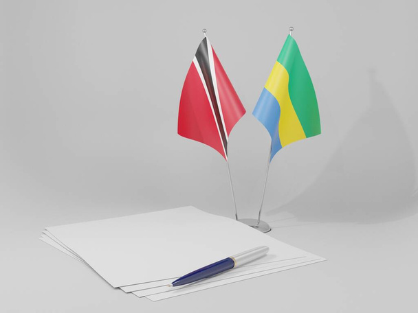 Gabon - Trinidad és Tobago megállapodás zászlók, fehér háttér - 3D Render - Fotó, kép