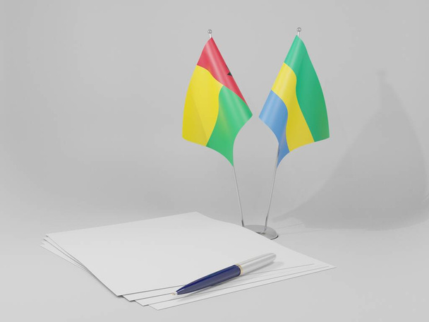 Договір Габон - Гвінея Бісау Flags, White Background - 3D Render - Фото, зображення