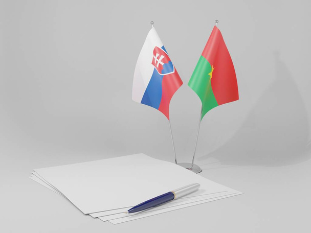 Burkina Faso - Banderas del Acuerdo de Eslovaquia, fondo blanco - 3D Render - Foto, imagen
