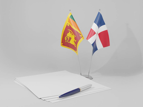 Dominikánská republika - Srí Lanka vlajka dohody, bílé pozadí - 3D vykreslování - Fotografie, Obrázek