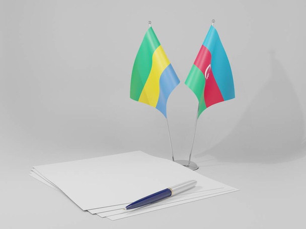 Azerbaijan - Gabon Agreement Flags, White Background - 3D Render - Photo, Image