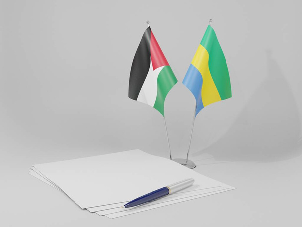 Gabon - Jordan Agreement Flags, White Background - 3D Render - Фото, зображення