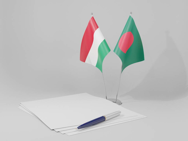 Bangladesh - Hongrie Drapeaux de l'accord, fond blanc - 3D Render - Photo, image