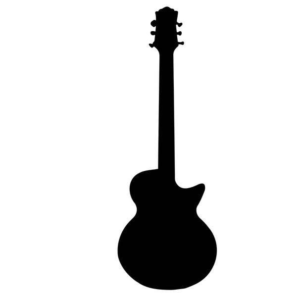 Гітара. Чорний силует музичного інструменту на білому тлі крупним планом. Векторна графіка
. - Вектор, зображення