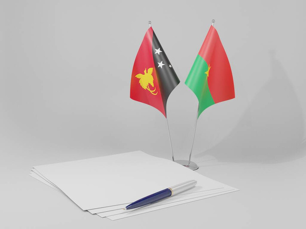 Burkina Faso - Bandeiras do Acordo de Papua Nova Guiné, fundo branco - 3D Render - Foto, Imagem